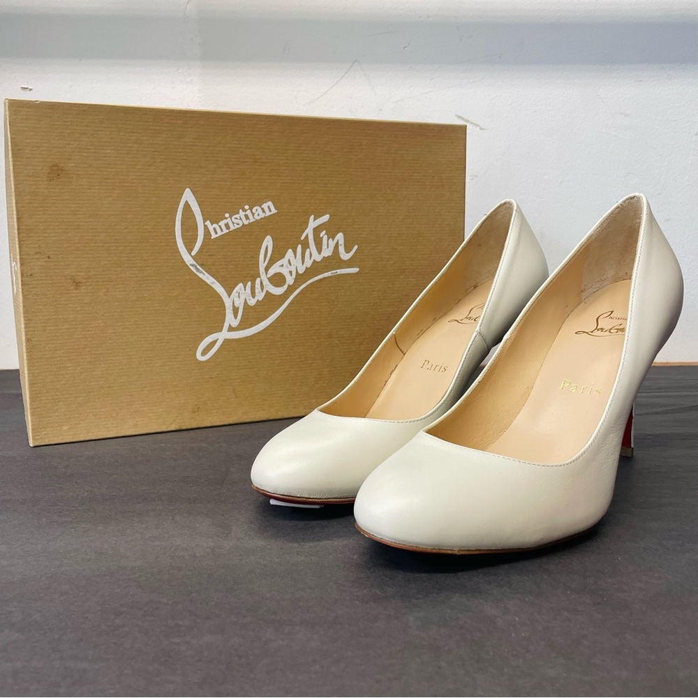 Christian Louboutin Fifi Off White 85 mm Round toe Pumps size 38 - Picture 3 of 13
